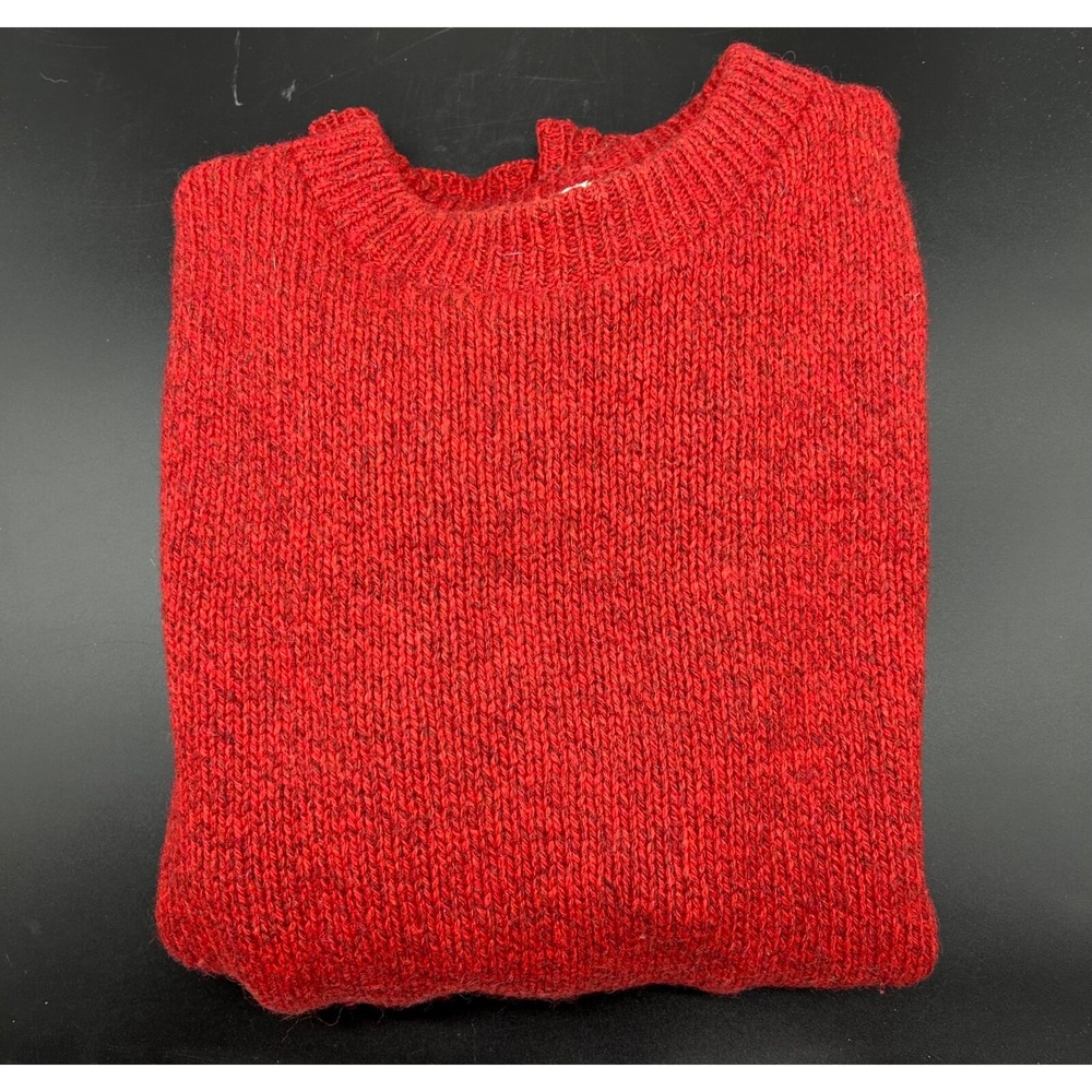Vtg 90s L.L.Bean Men's Lg Long Brick Red Heavy Wool Blend Sweater Crew Pullover